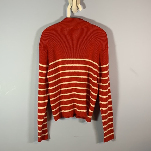 Old navy vintage Ramie zip up cardigan sweater mock neck boys girls 10 red white - Picture 3 of 5
